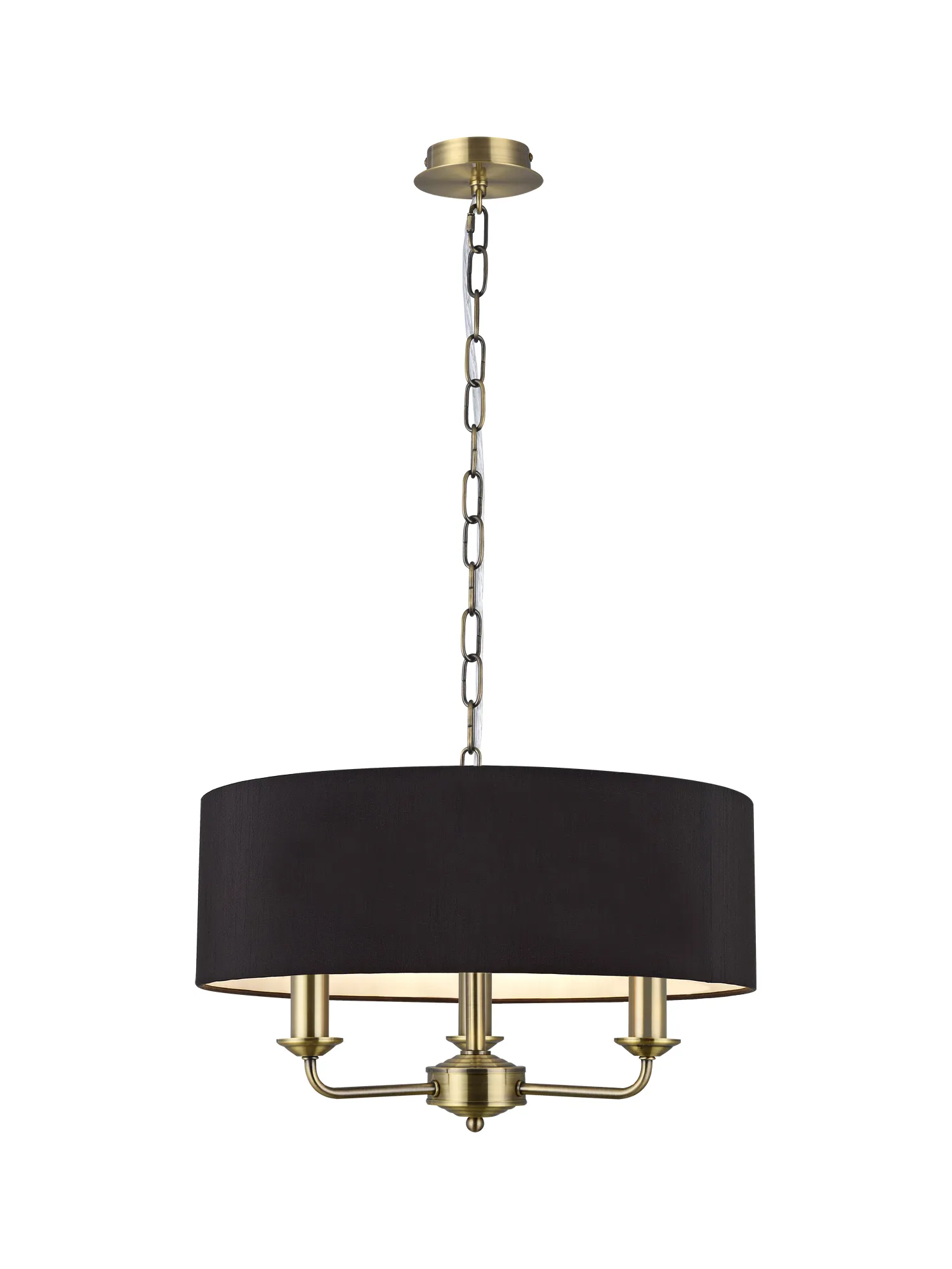 DK0033  Banyan 45cm 3 Light Pendant Antique Brass, Black